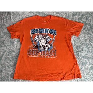 "Pray For My‎ Opps, Self Made" Men's XL Graphic Tee Hip Hop Street Wear Orange
